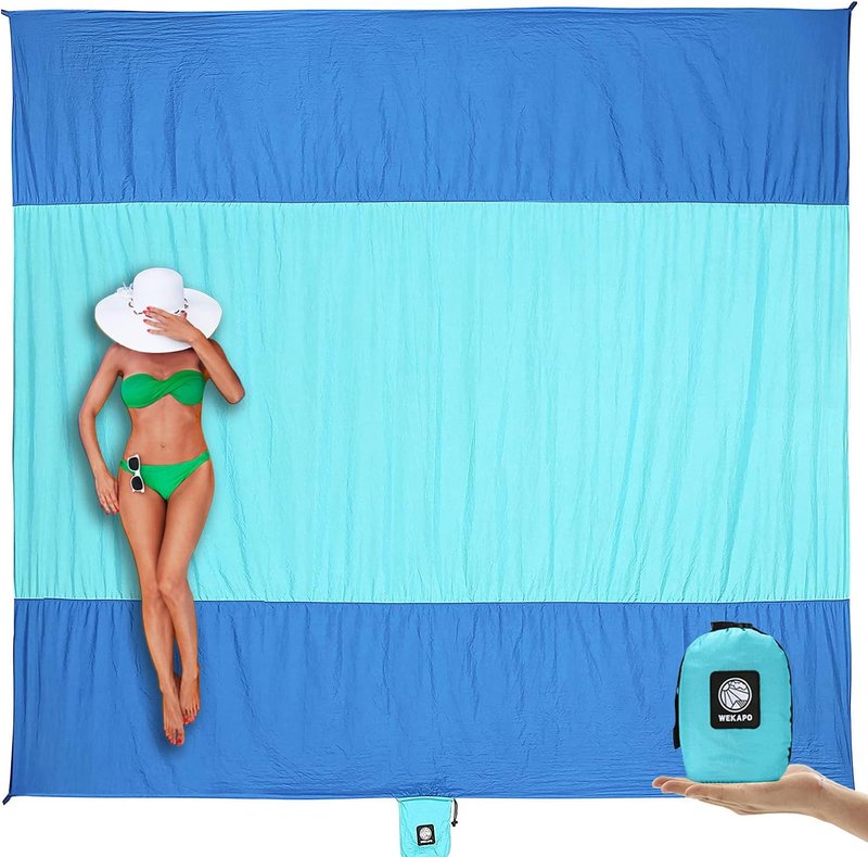 WEKAPO Beach Blanket - Sandproof Waterproof Extra Large Mat | Quick Drying & Compact for Vacation, Picnic, Camping