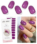 JMEOWIO Semi Cured Gel Nail Strips Purple Pink Cat Eye Gel Nail Stickers Nails Art Design Decoration Accessories