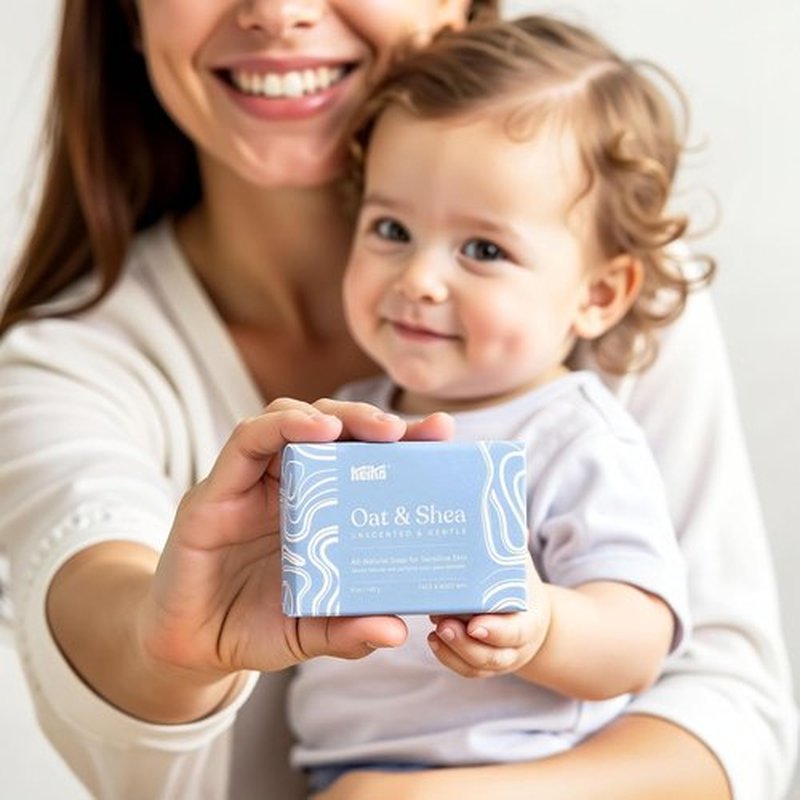 Keika Baby Soap Bar - Unscented Oat & Shea for Eczema Relief | 5 oz for All Ages & Sensitive Skin