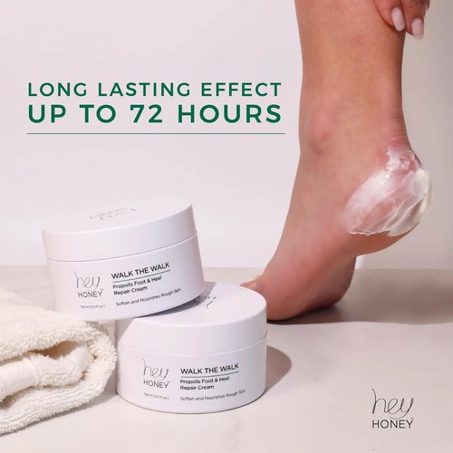 Hey Honey Propolis Foot & Heel Cream - 72-Hour Hydration & Callus Remover for Dry, Cracked Feet | 5 oz