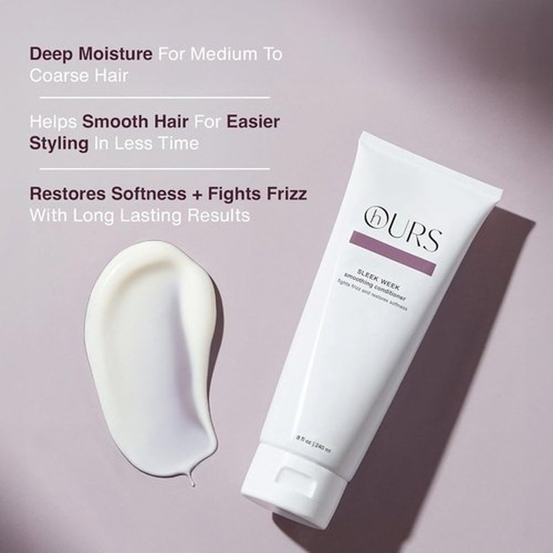 hOURS Sleek Week Smoothing Conditioner - Coconut Oil & Pea Protein Formula for Frizzy Hair - 8 oz