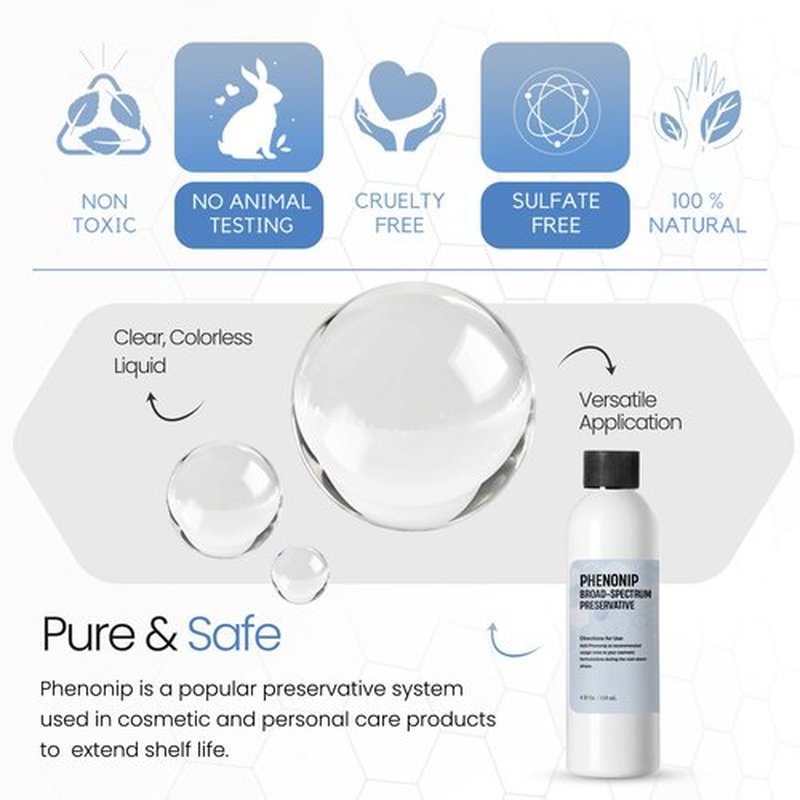 Phenonip (4 Ounce / 118 mL), Phenonip Natural Preservative for Lotion, Cream, Phenonip Organic Preservative DIY Lotion and Scrub by Talsen Chemicals