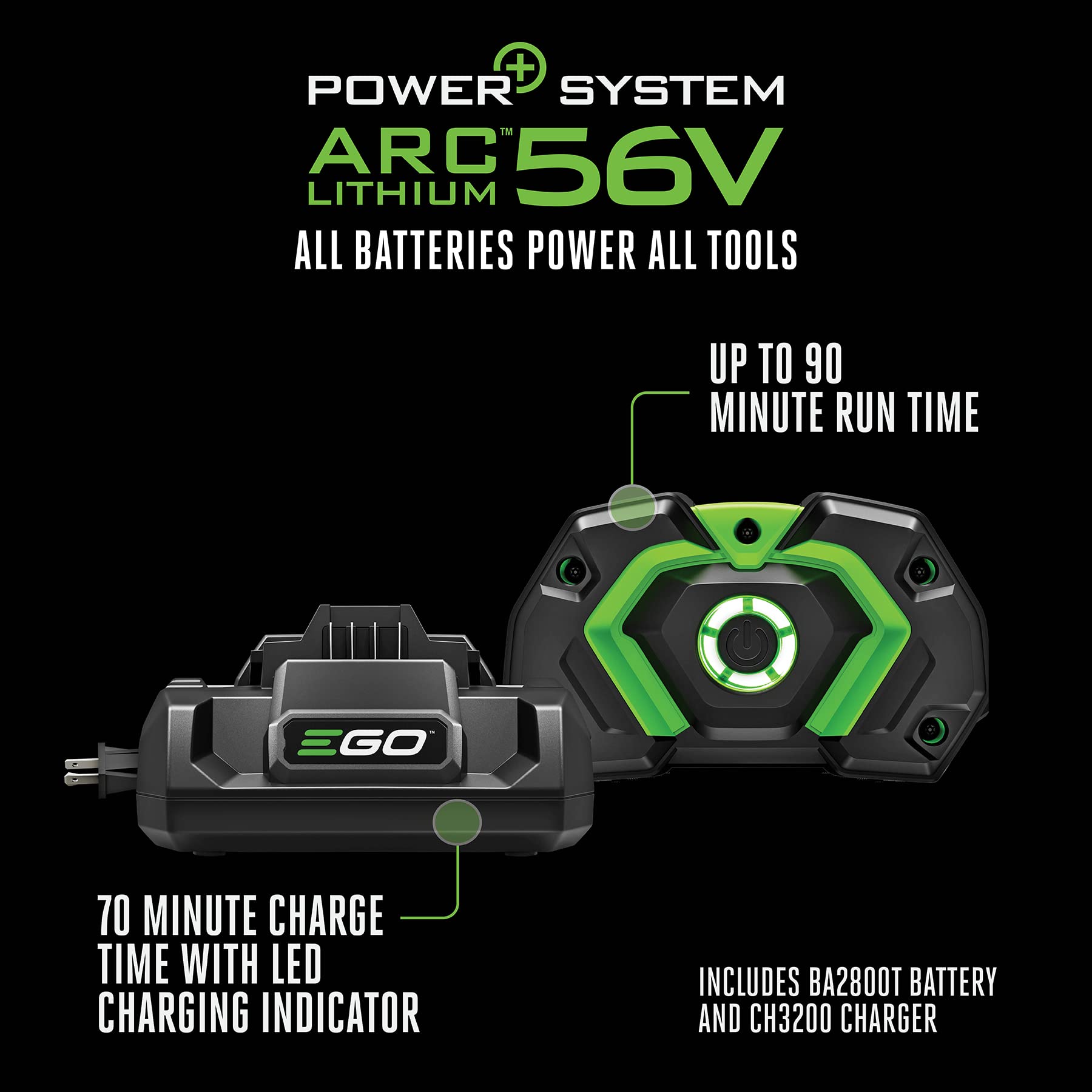 EGO POWER+ Leaf Blower, Cordless Electric 765 CFM, Includes 56V 5.0Ah Battery and Charger - LB7654