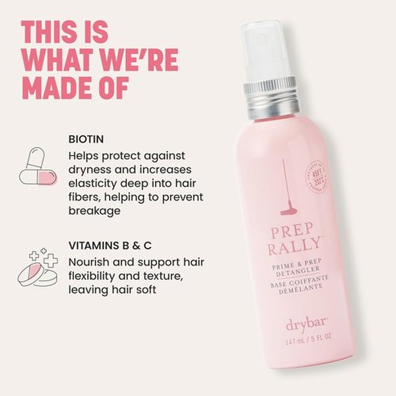 Drybar Prep Rally Prime & Prep Detangler - Nourishes & Detangles Hair for Soft, Manageable Locks