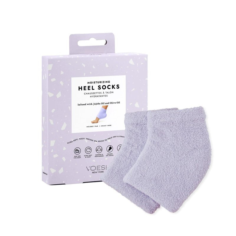 VOESH Moisturizing Heel Socks - Ultra-Soft Spa Socks for Your Foot Care Routine, K-Beauty Korean Skincare - Latex-Free Gel Lining is Activated by Body Heat to Lock in Moisture - Purple