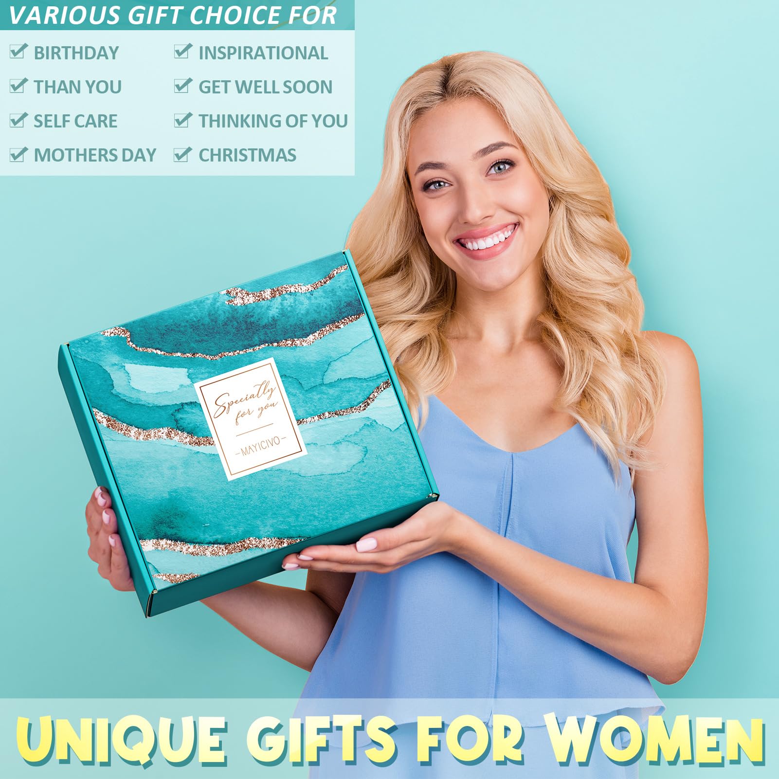 Birthday Gifts for Women Friendship, Self Care Package for Women Inspirational Get Well Soon Gift Basket Mothers Day Thinking of You Gift for Mom Her Friend Sister Wife Coworker w/ Canvas Tote Bag