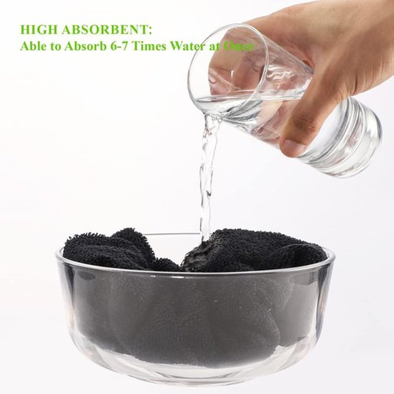COGANA Microfiber Hair 6 Pack Black Towels Set Bleach Proof Salon Towels Quick Hair Drying Towel 16X32inches Absorbent Face Washcloths Makeup Removal