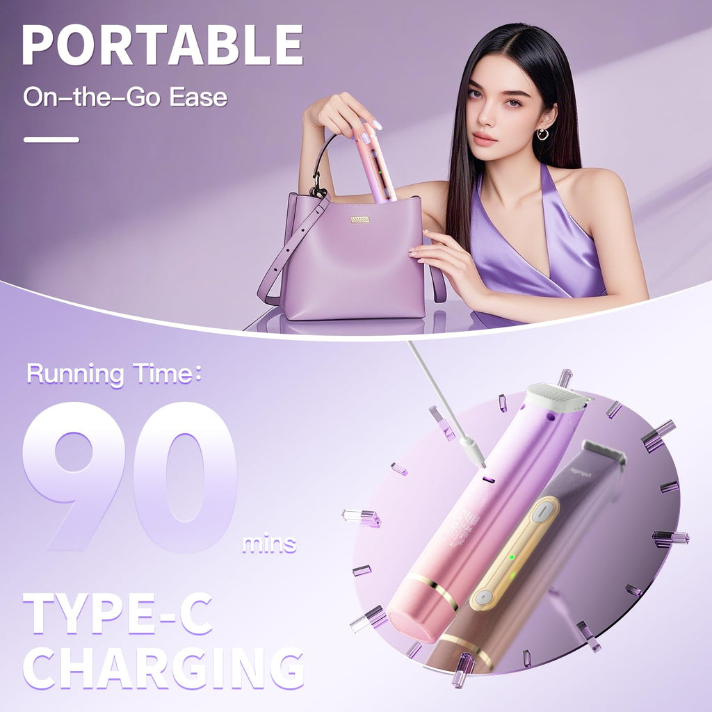 Bikini Trimmer for Women, Electric Razors with Dual Heads, Rechargeable Pubic Hair Trimmer with IPX7 Waterproof, Painless Pro Shaver for Underarm Leg Arm Body Face Private Area（DuskyRose）