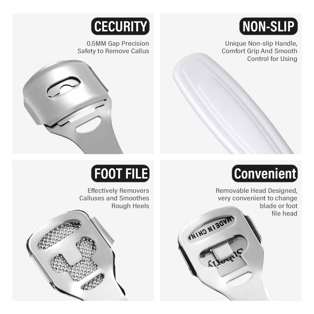 Callus Shaver Set, 50 Blades 1 Stainless Steel Shaver 1 Foot File, 52 Pcs