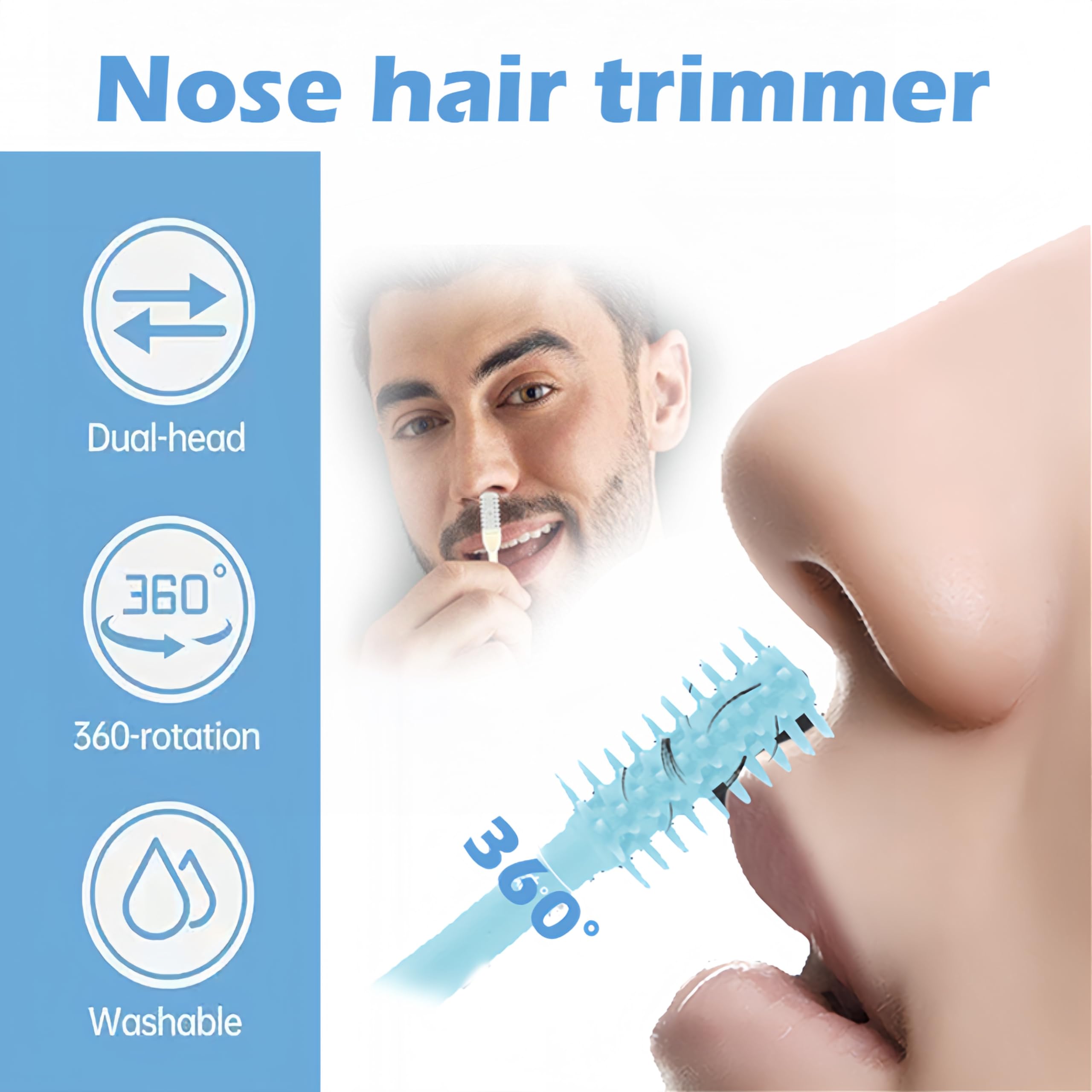 Nasal Hair Cutter, 2026 Upgraded 360° Double Sided Portable Nose Hair Trimmer for Women Men, Travel Essentials Washable Nose Hair Remover Grooming Tool (3 Pcs Pink)