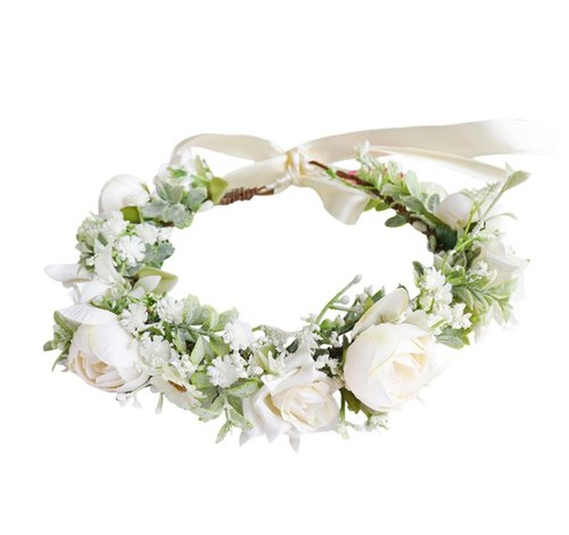 Brikuinr Women Flower Crown Wedding Floral Headband Flower Halo Floral Crown Bridal Party Cosplay Halloween Photos