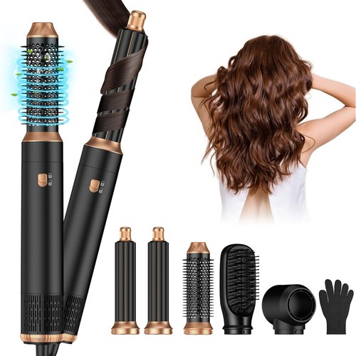 5 in ONE Hair Dryer Brush, Blow Dryer Curling Wand Hair Styling Tools Set, Ionic Hot Air Brush Round Brush Blow Dryer, Left&Right Styler 100-120V