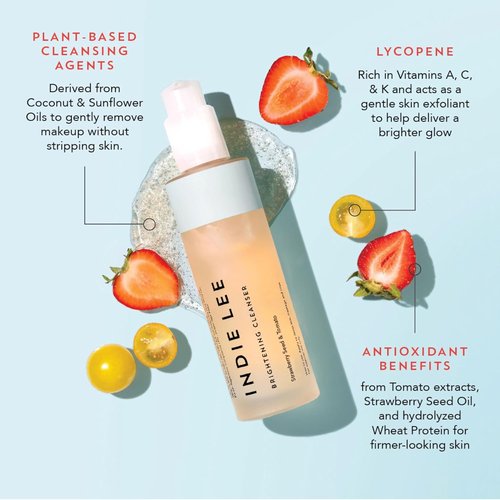 Indie Lee Brightening Facial Gel Cleanser - Gentle Hydrating Makeup Remover & Exfoliating Face Wash | 30 ml