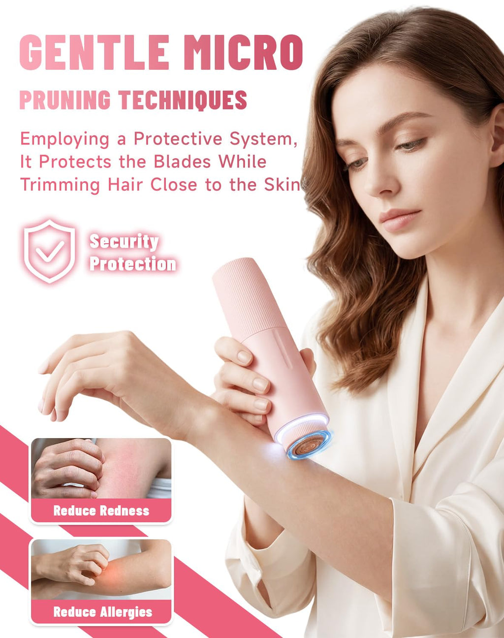 Bloomly Facial Hair Remover, Peach Fuzz Remover for Women, Electric Facial Hair Remover with Protective Blade, Smooth & Gentle Face Hair Trimmer for Chin & Jawline, Portable Lipstick Design (Brown)