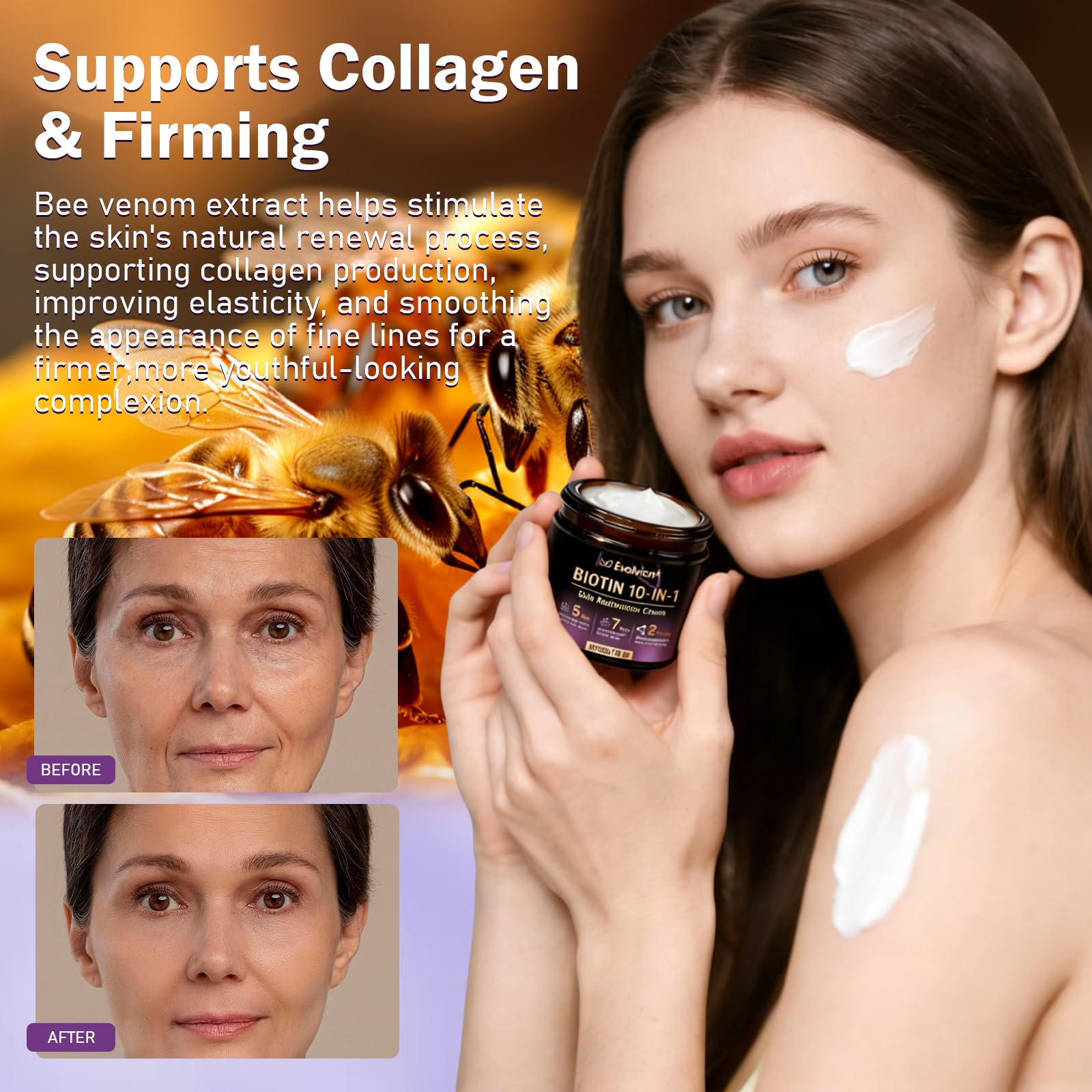 Biotin 10-in-1 Skin Restoration Cream, 2026 New Professional Skin Treatment Cream, Evolvion Natural Ingredient Skin Cream, Moisturizer, Natural Collagen Lifting Serum for All Skin Types(2PCS)