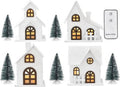 Ovootok Christmas Sculpture Set - 9-Piece LED Lighted Houses & Frosted Trees for Tabletop Décor