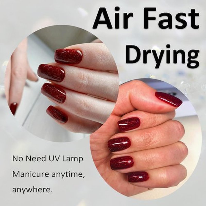 NovaCharm Dark Red Nail Polish - Burgundy Glitter Fingernail Polish - Chunky Bright Nail Varnish - High Glossy Sparkly Nail Polish Fast Drying Nail Gel for Women Girls DIY at Home