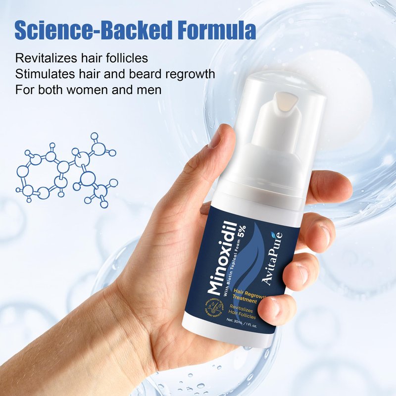 Yuaben Minoxidil Foam for Men and Women: 5% Infused with Biotin, Extra Strength, Regrowth Treatments to Combat Hair Loss, Dark Blue