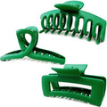 Kitiin Solid Green Large Hair Claw Clips for Thick/Fine/Thin Hair,Strong holding teeth interlocking Women Jaw Clips for Hair 3 Count In set hair clips for patrick's day (Green)