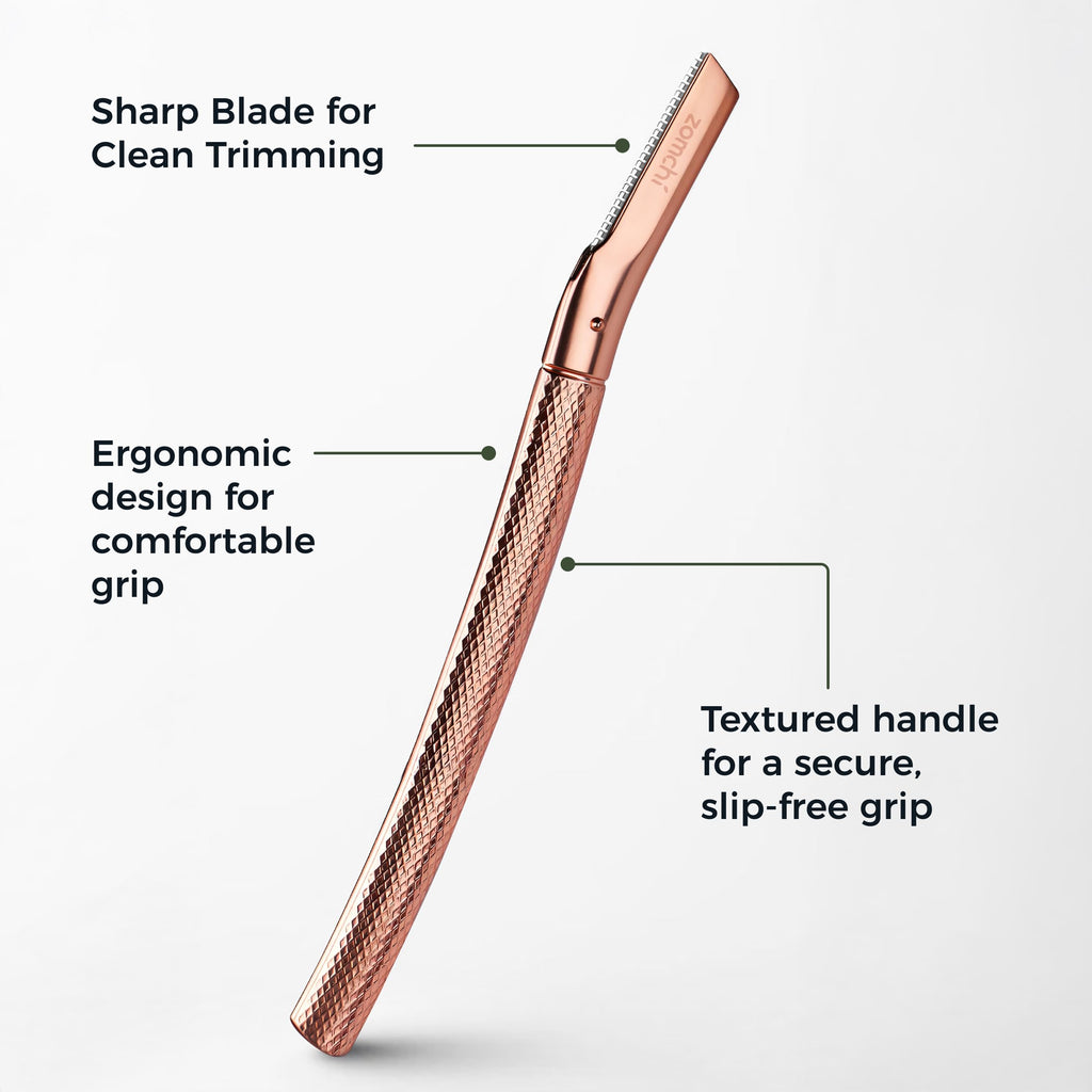 ZOMCHI Eyebrow Razor, Face Razors for Women&Men, Eyebrow Trimmer Shaper with Precision Cover,Facial Shaver with 6 Blades (Rose Gold)
