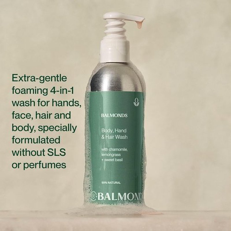 Balmonds Body Wash | 100% Natural Shampoo & Body Wash for Dry, Sensitive Skin - Vegan & Cruelty-Free (7.1 oz)