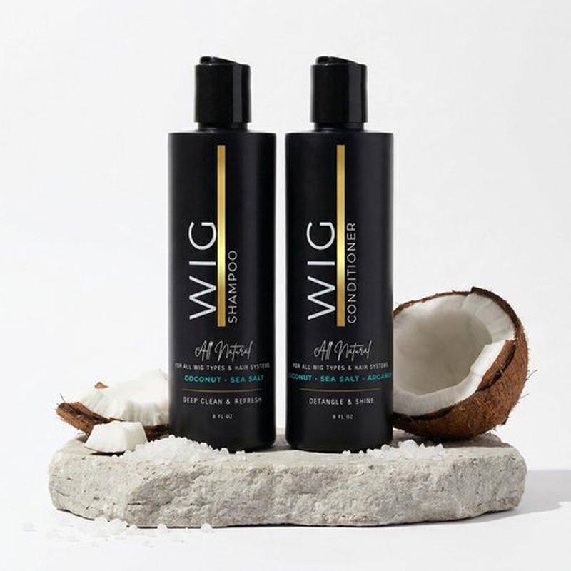 LIT UNICORNS Natural Anti-Static Wig Shampoo & Conditioner Set | for Synthetic and Human Hair Wigs | Clean, Protect, Detangle and Soften any hair system | Extend the Life of Your Wig | Paraben Free