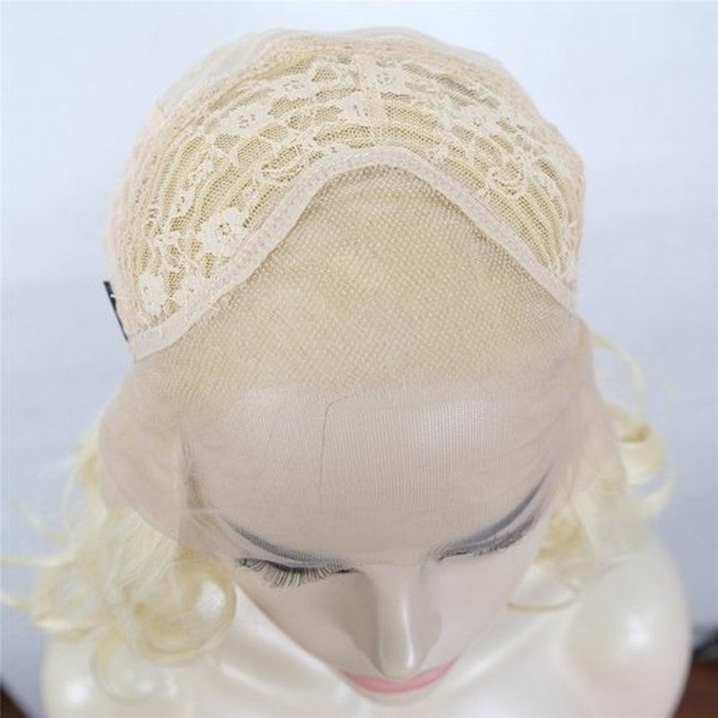 Aimole Short Curly Lace Front Wigs Blonde Women Wig Synthetic Hair Cosplay Costume Halloween Party Daily Everyday Wear Wig Heat Resistant (613 Blonde)