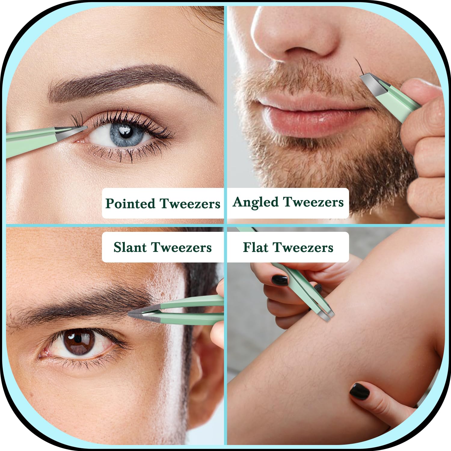 TsMADDTs Tweezers for Women, 8 in 1 Eyebrow Kit with Tweezers, Trimmer, Scissor, Razor, Brush with Travel Bag, Eyebrow Shaping Kit