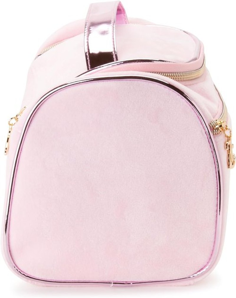 Juicy Couture Pink Makeup Bag - Velour Cosmetics Organizer with Rhinestones for Travel Essentials