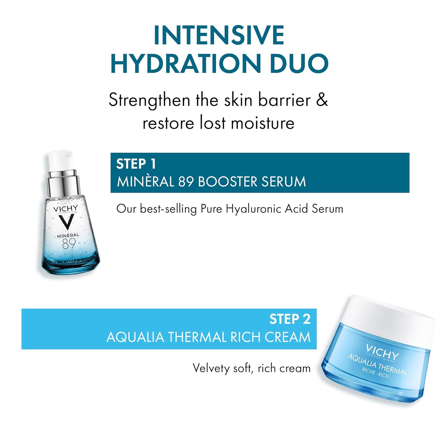 Vichy Aqualia Thermal Facial Moisturizer - Hydrating Cream with Natural Origin Hyaluronic Acid for Dry, Sensitive Skin