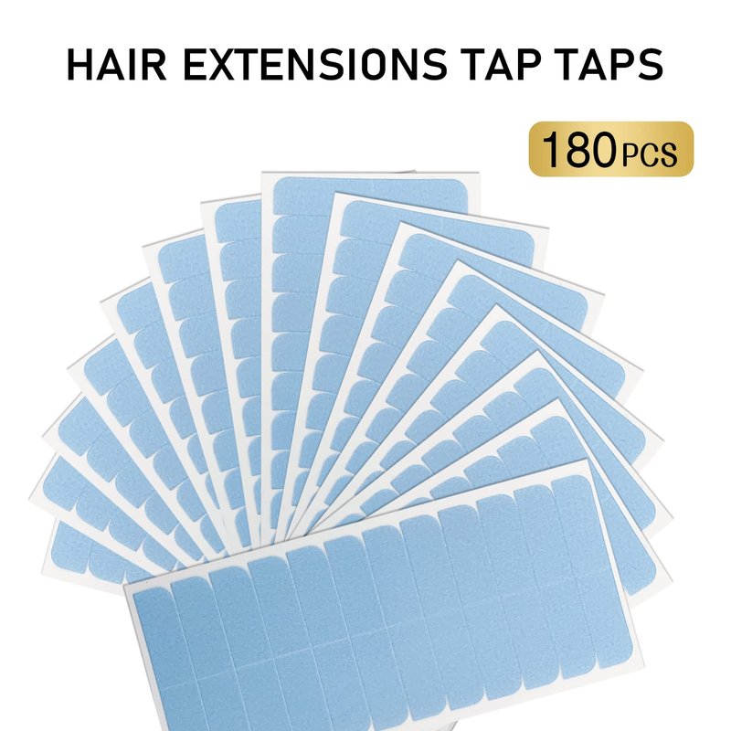 YILITE Hair Extensions Tape 180Pieces Tape Tabs Double Sided Human Hair Tape for Replacement 4 x 0.8 cm Adhesive (180Pieces Blue)
