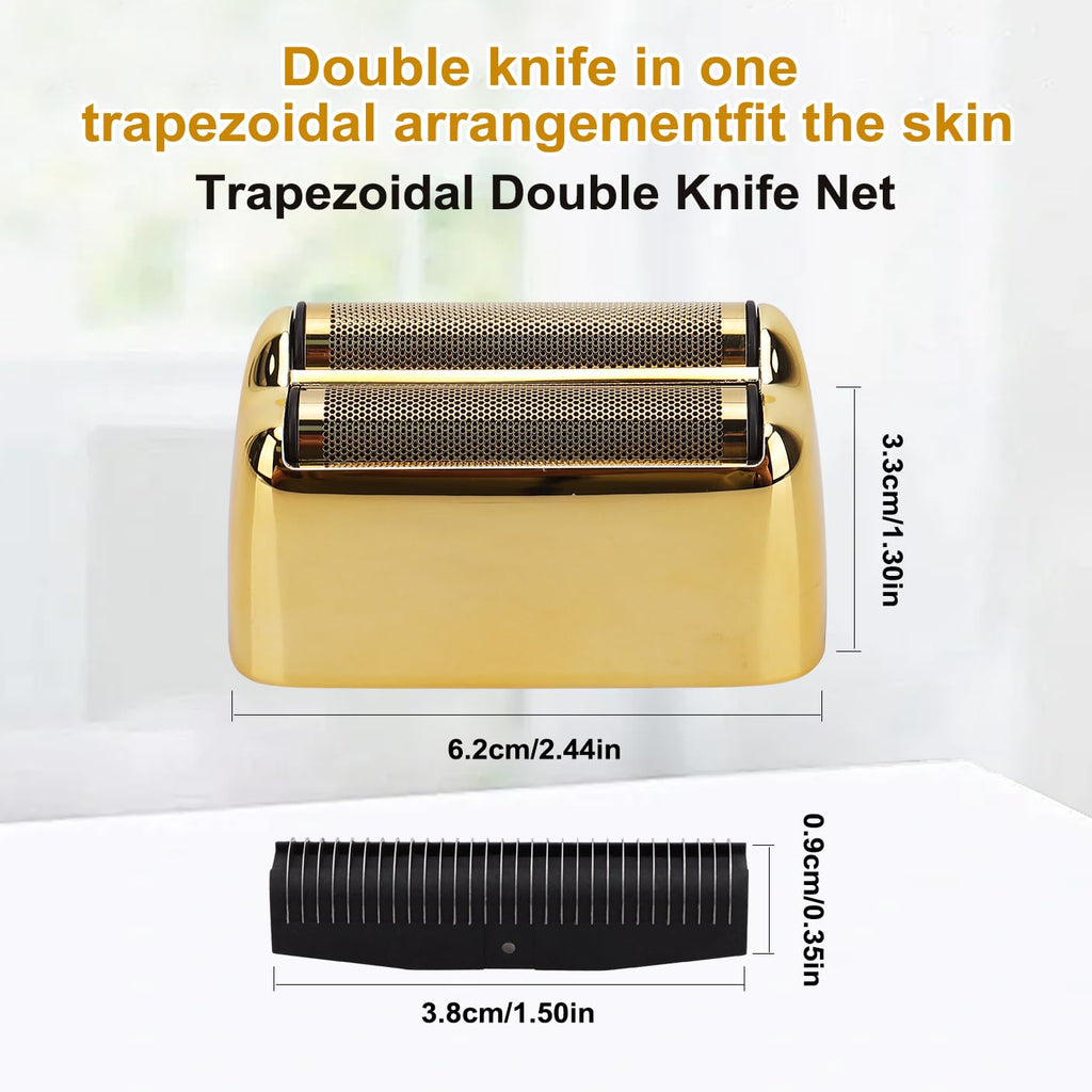 Replacement Foil and Cutter Head - Compatible with Baby*liss Foil Shaver，Double Foil Shaver Replacement Head, Compatible with BaBy*lissPRO trimmer Barberology FXFS2 Electric Razors(Gold)