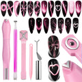 XEAOHESY 6 Pieces Cat Eye Magnet for Nails Multi-Functional 3-in-1 Nail Magnets Y-Shaped Metal Brackets for Heart Effect Heart Magnet for Nails Flower Cat Eye Magnetic Pen for Cat Eye Gel Nail Polish