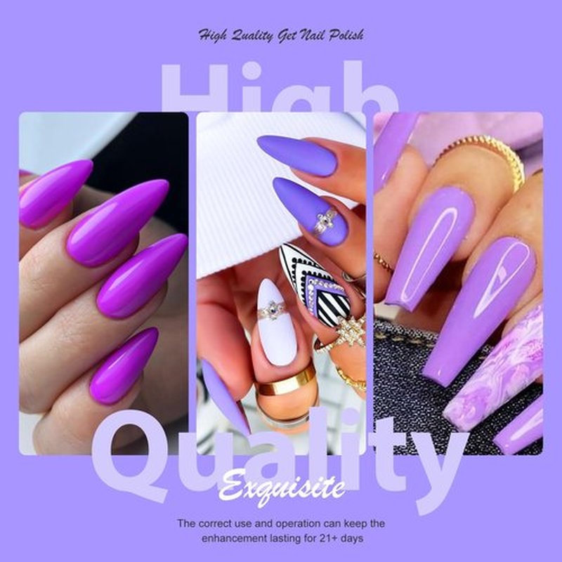 MEET ACROSS Gel Nail Polish Set 8 Colors Gel Polish Set Purple Nude Nail Polish Soak Off LED Nail Art Manicure Holiday Grape Purple Gel Nail Kit Gifts for Women DIY Home Salon
