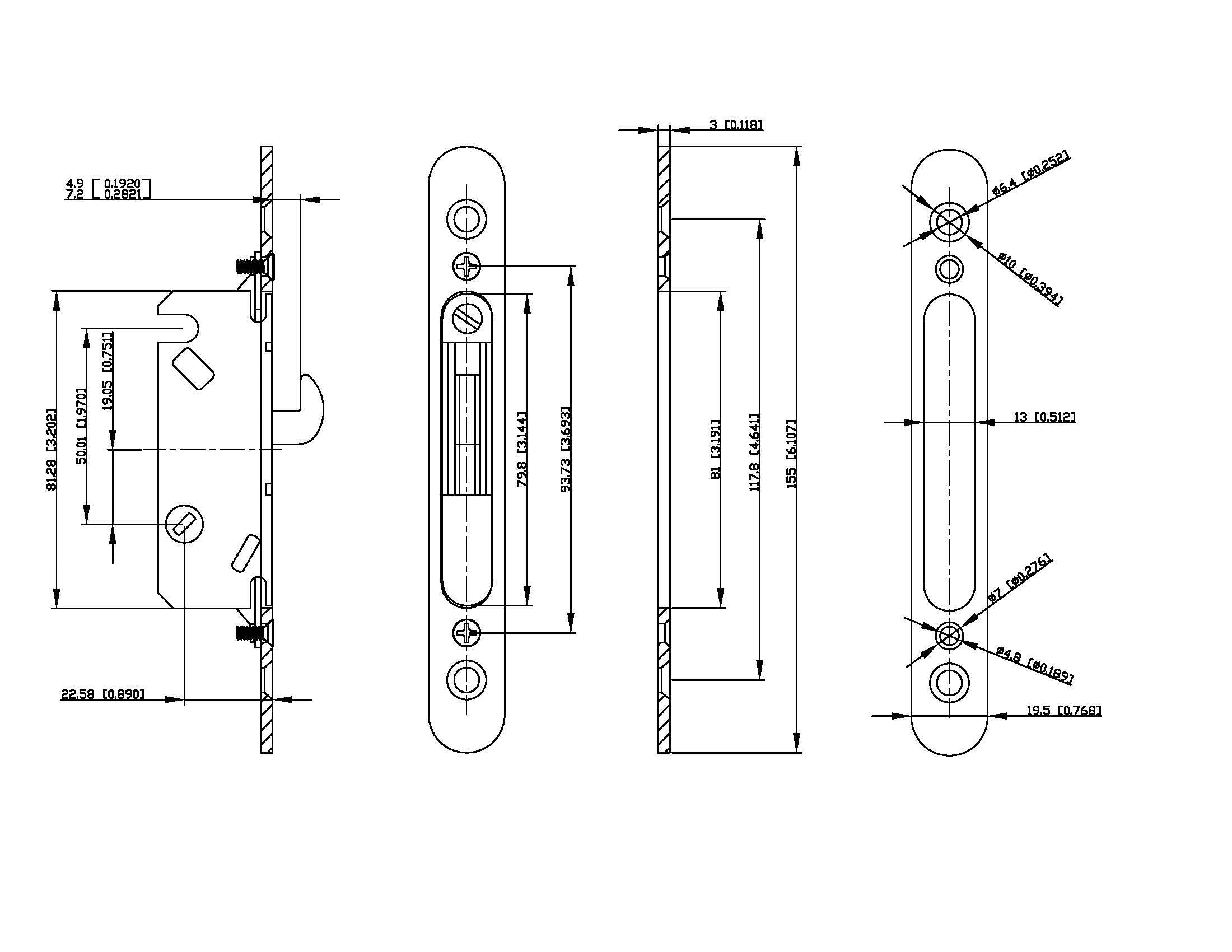 Rockwell Security Sonoma Patio Sliding Door Center Keylock Handle Set with Mortise Lock and Keeper Brushed Nickel Finish Fits 1-3/4 Inch Thick Doors with 3-15/16 Inch Screw Holes CTC