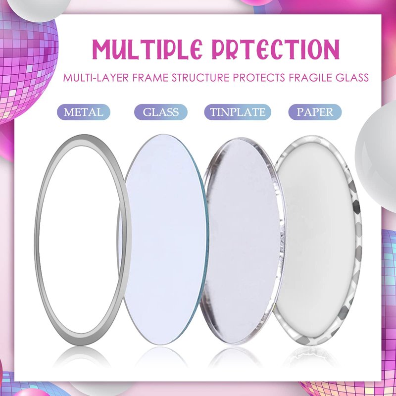Qunclay 12 Pcs Disco Ball Compact Mirror 2.76 Inch Vintage Round Pocket Mirror Makeup Mini Mirror Handheld Portable Mirror for Purse, Women Gift Disco Party Supply Travel Daily (Silver)