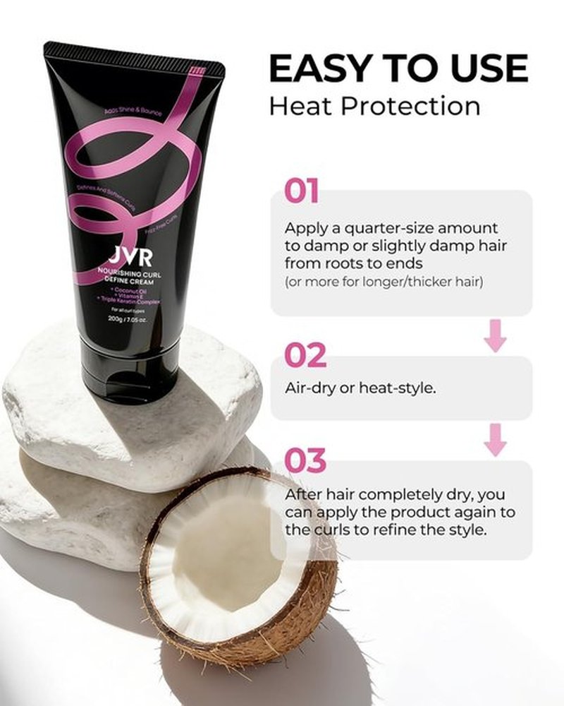JVR Curl Defining Cream - 2-in-1 Curl Styling & Moisturizing Cream for Frizz Control | 7.05oz