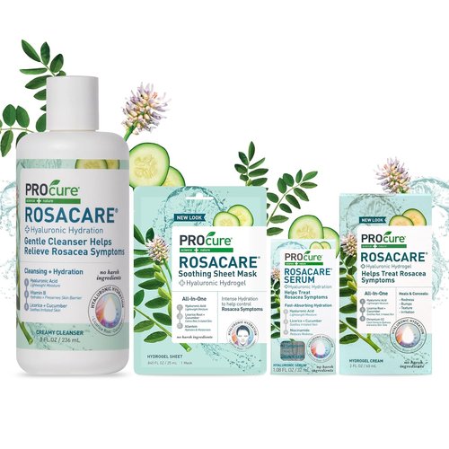 PROcure Rosacare Gentle Cream Cleanser – Hyaluronic Acid, Niacinamide & Licorice Root Face Wash for Sensitive, Redness-Prone Skin – Daily Use