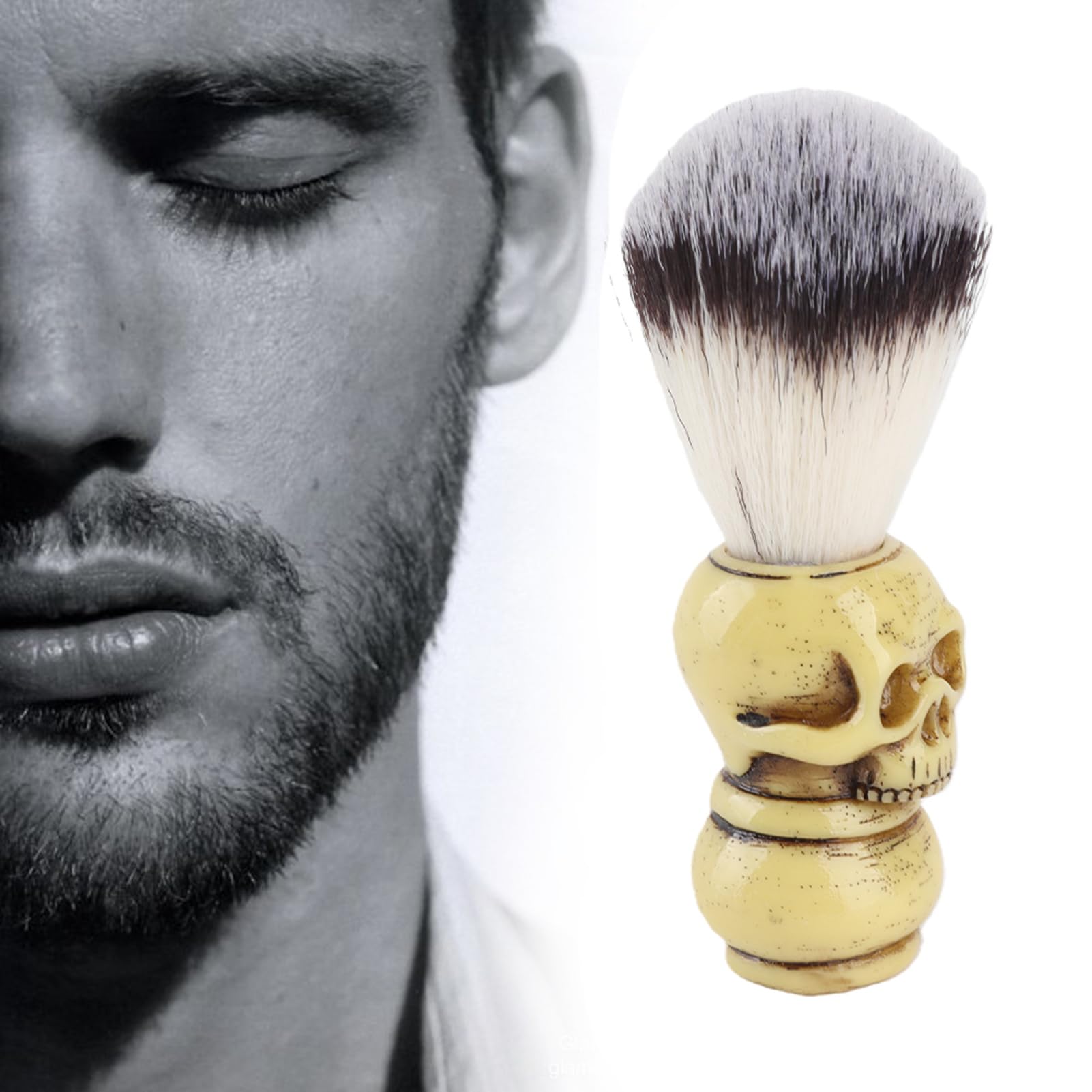Shaving Brush, Hair Shave Brush, Skull Head Shape Mens Shaving Brush for Shaving Cream Foam or Soap