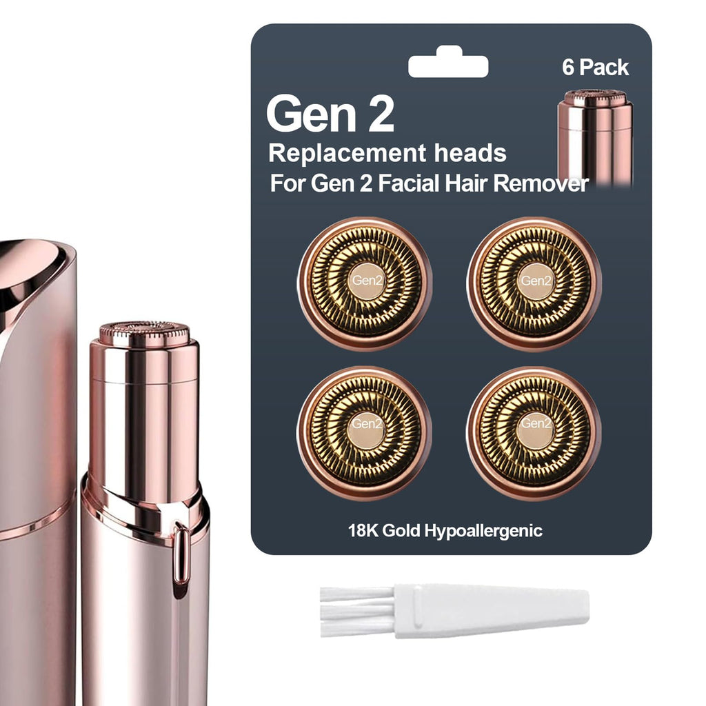 FRASAM 4-Pack Facial Rose Gold Gen 2 Replacement Heads for Flawless Hair Remover Generation 2, 18K Gold Double Blades