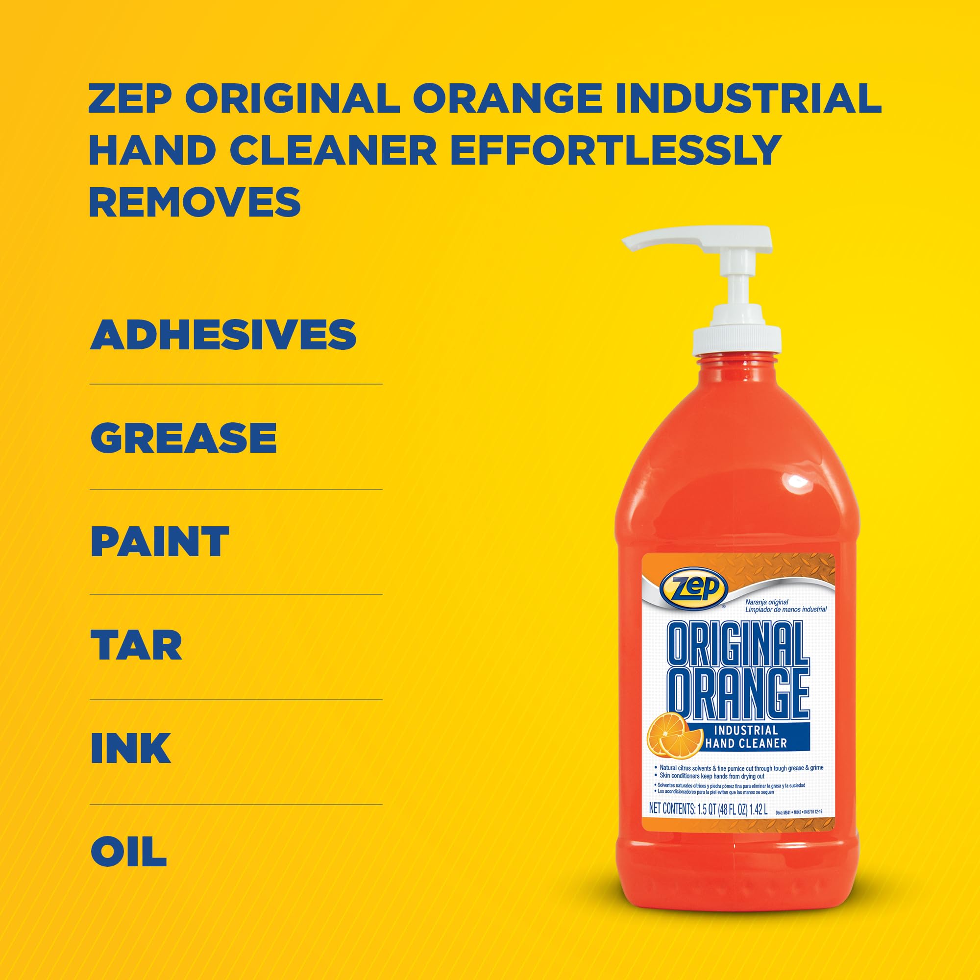 Zep Original Orange Industrial Hand Cleaner 48 Oz (Case of 6) - R45710- Contains Natural Citrus Solvents and Pumice To Remove Industrial Grease And Grime