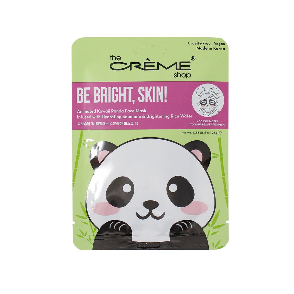 The Crème Shop Be Bright, Skin! Animated Kawaii Panda Face Mask, Brightening Facial Mask with Squalene and Rice Water, K Beauty Sheet Mask - 3 Pack