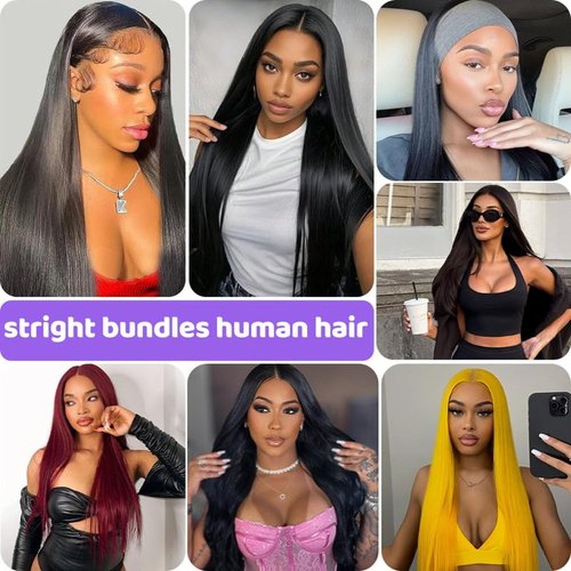 Straight Bundles Human Hair 22 24 26 Inch 12A Human Hair Bundles 100% Unprocessed Brazilian Virgin Hair Extensions Straight Human Hair Weave 3 Bundles Deals Natural Color