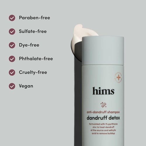 hims Dandruff Detox Shampoo - Pyrithione Zinc, Argan Oil, & Avocado Oil Formula - Dandruff Shampoo for Flaky & Itchy Scalp - Sulfate-Free, Paraben-Free - Evergreen Mint Scent - 6.4 Fl Oz, 2 Pack