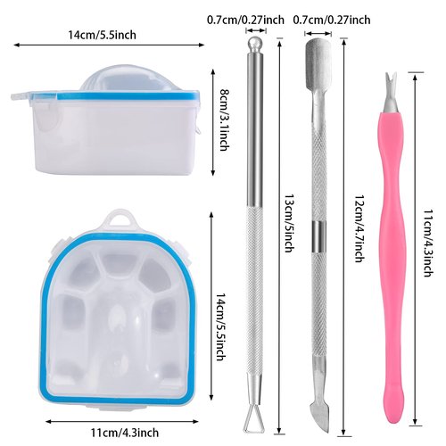 Anfigo Nail Soak Off Bowl with Nail Remover Tool, 2Pcs Nail Soaking Bowl with Cuticle Peeler Trimmer Pusher Nail Soakers for Acrylic Nails Gel Polish
