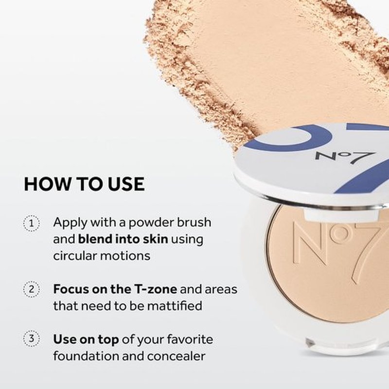 No7 Lift & Luminate Triple Action Powder - Light - Pressed Makeup Setting Powder for a Flawless Finish (10g)