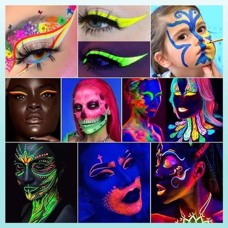 ONMAY 8 Color UV Neon Glow Waterproof & Long-Lasting Liquid Eyeliner for Party & Rave - Glows Bright Under Blacklight(Liquid)