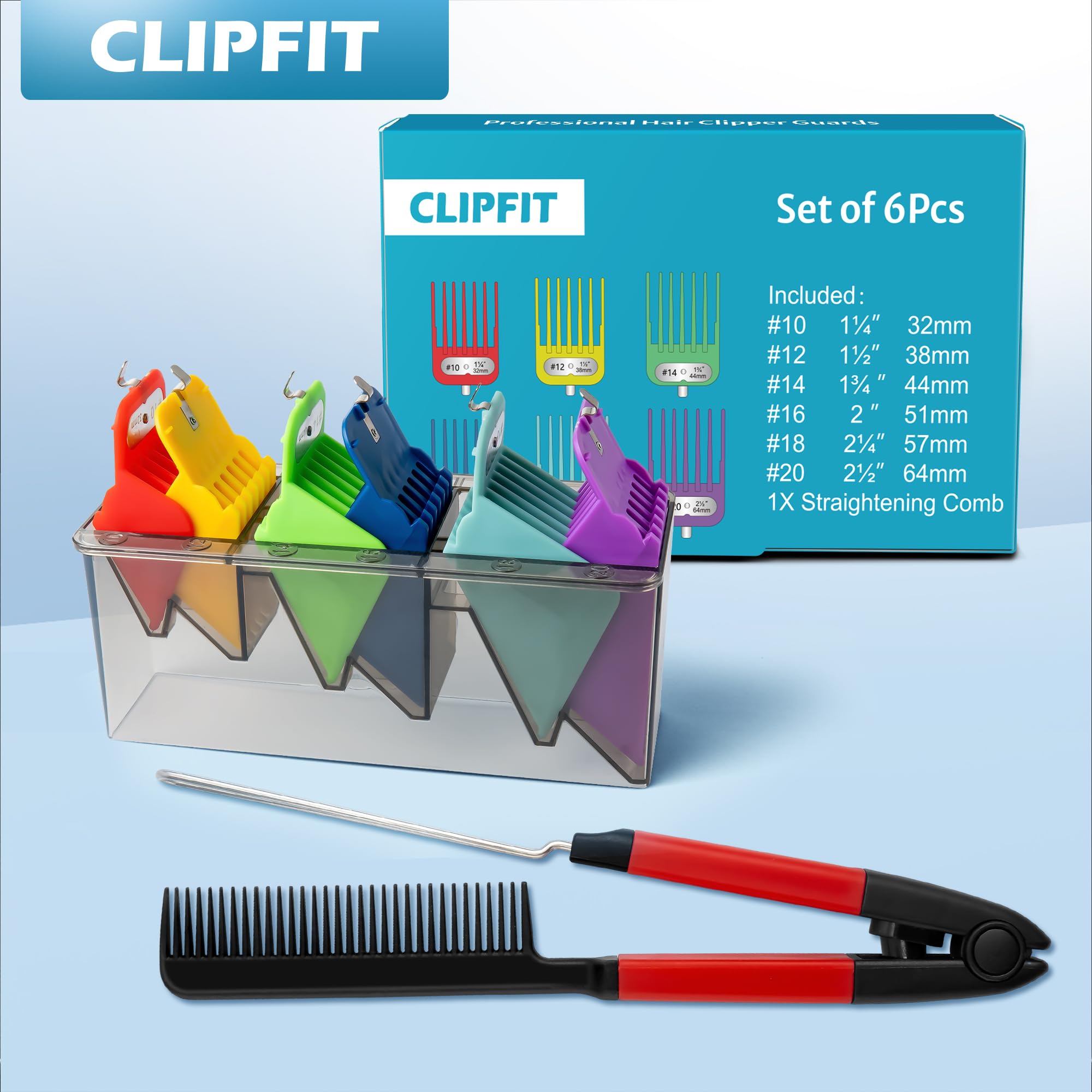 Extra Long Clipper Guards Set Compatible with Andis Master, Oster Fast Feed, Andis AAC-1, GC, LCL, ML, PM-1, PM-2,PM-4, RCAC,RS-1,US-1, Size: #10, 12, 14, 16 (Length: From 1 1.4" To 2")