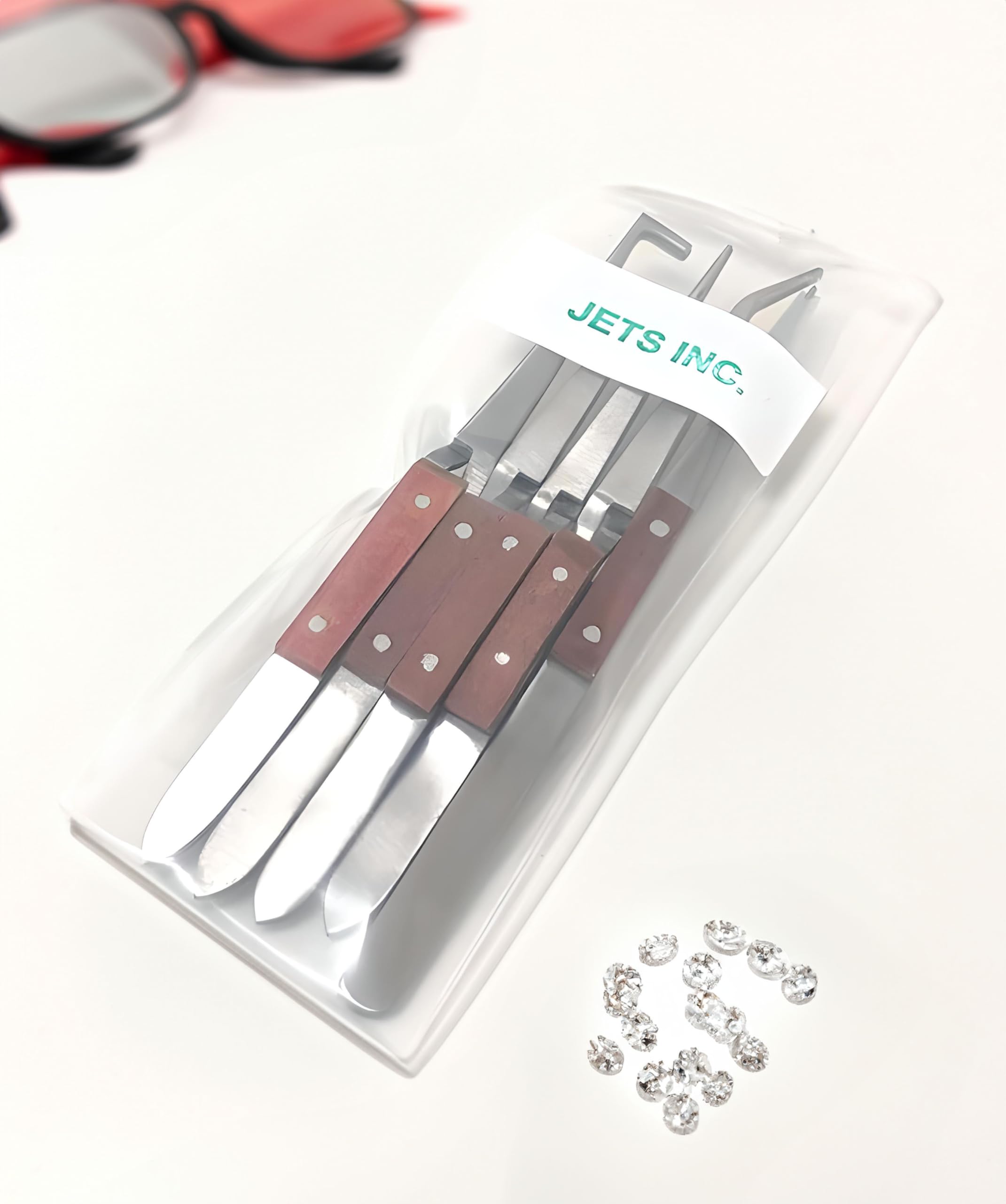 Fiber Grip Tweezers Jewelry Hobby Craft Soldering Fiber Grip Cross Locking Set Bent and Straight Tip 5 PCS By JTS