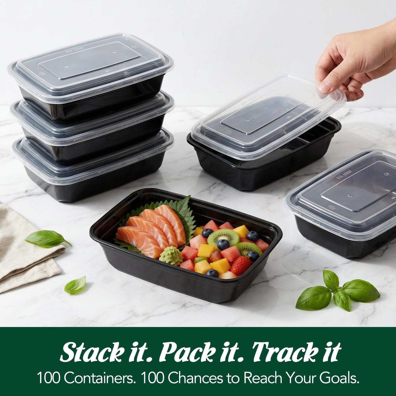 Glotoch Express Meal Prep Containers with Lids 32oz 100 Pack (200 Piece)